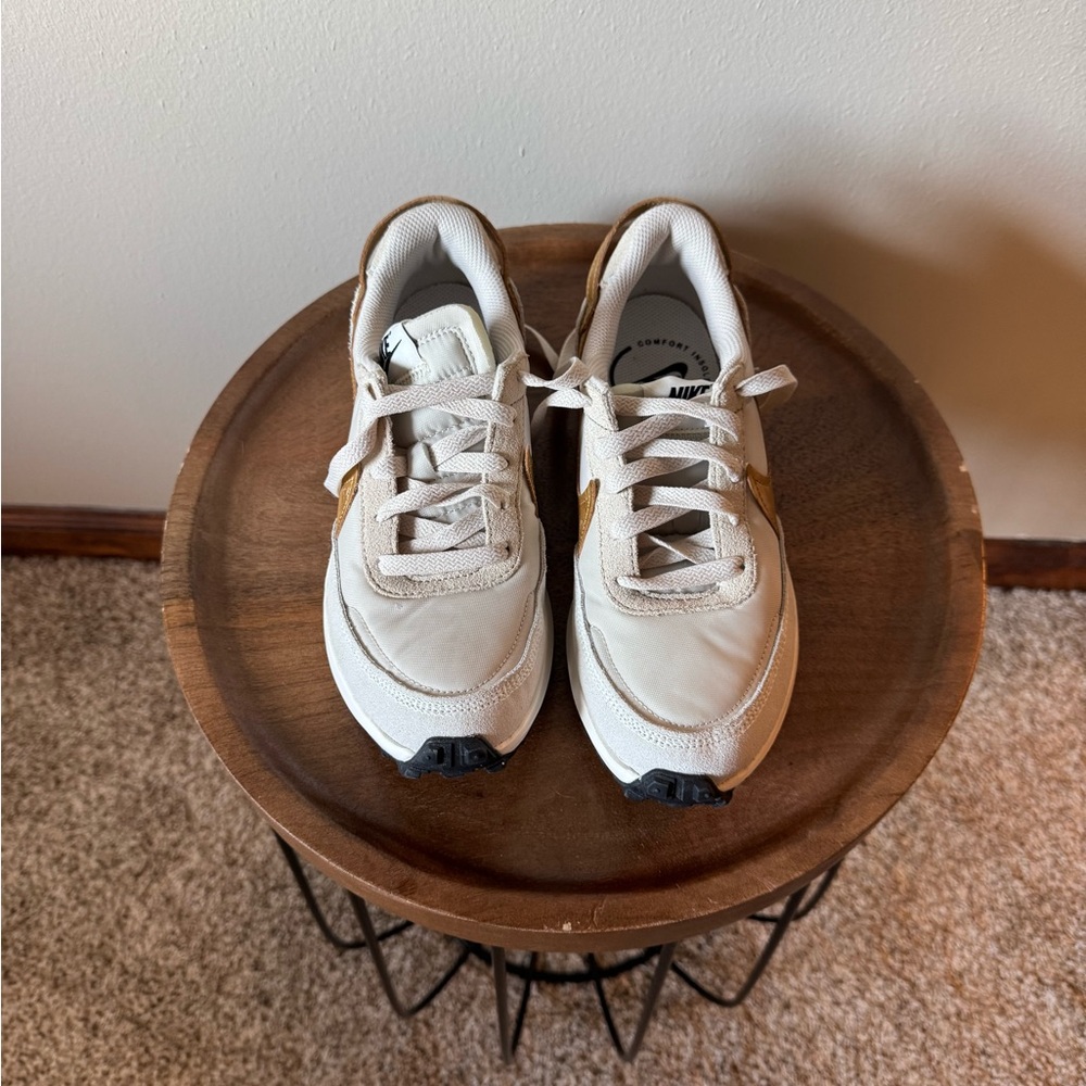 Nike Cream and Gold Athletic Shoes